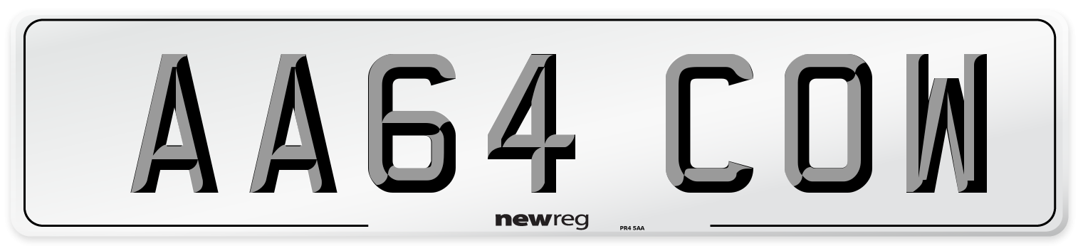 AA64 COW Number Plate from New Reg